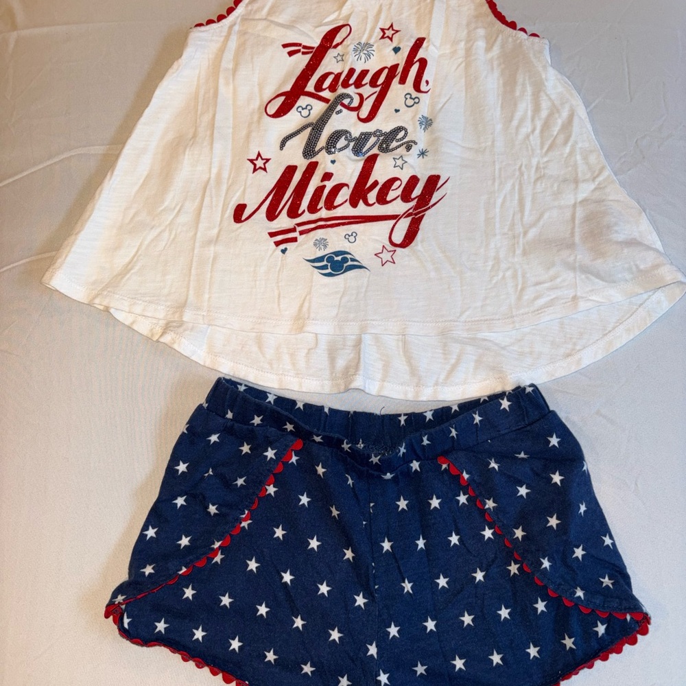 Disney Kids Pajama Set - White and Blue with Red Accents